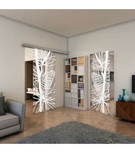 Glasschiebetür SLIM-LINE - Fineprint Model 169 Weiss auf Klarglas