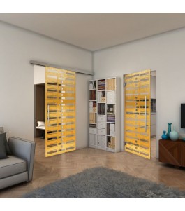 Glasschiebetür SLIM-LINE - Fineprint Model 174 Gold auf Klarglas