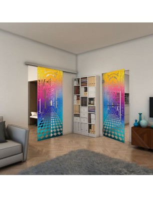 Glasschiebetür SLIM-LINE - Fineprint Model 181 Verlauf auf Klarglas