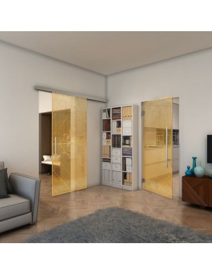 Glasschiebetür SLIM-LINE - Fineprint Model 194 Gold auf Klarglas