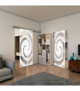 Glasschiebetür SLIM-LINE - Fineprint Model 197 Weiss auf Klarglas