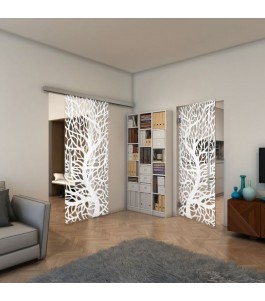 Glasschiebetür SLIM-LINE - Fineprint Model 202 Weiss auf Klarglas
