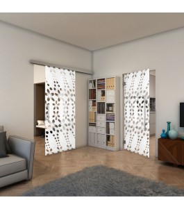 Glasschiebetür SLIM-LINE - Fineprint Model 203 Weiss auf Klarglas