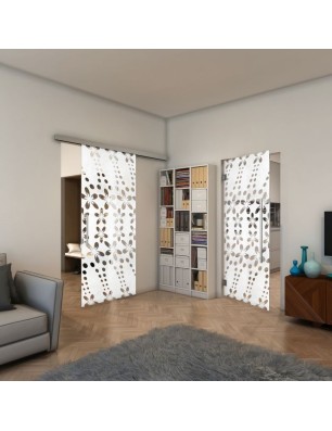 Glasschiebetür SLIM-LINE - Fineprint Model 203 Weiss auf Klarglas