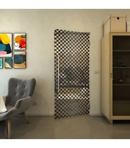 Pendeltür - Fineprint Model 004 Schwarz auf Klarglas