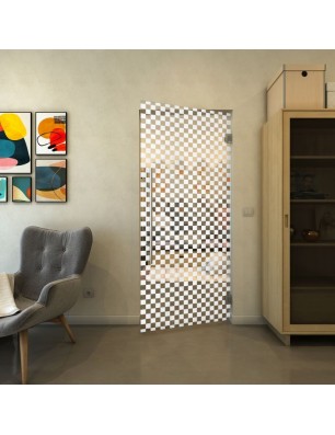 Pendeltür - Fineprint Model 004 Weiss auf Klarglas