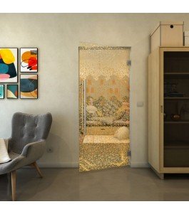 Pendeltür - Fineprint Model 008 Gold auf Klarglas