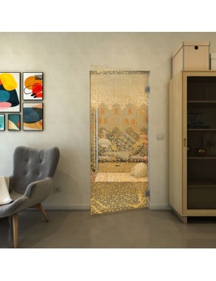 Pendeltür - Fineprint Model 008 Gold auf Klarglas