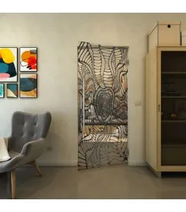 Pendeltür - Fineprint Model 012 Schwarz auf Klarglas