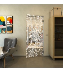 Pendeltür - Fineprint Model 012 Weiss auf Klarglas