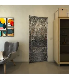 Pendeltür - Fineprint Model 015 Schwarz auf Klarglas