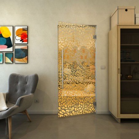 Pendeltür - Fineprint Model 016 Gold auf Klarglas