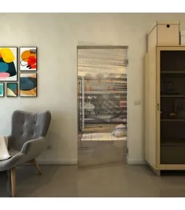 Pendeltür - Fineprint Model 019 Schwarz auf Klarglas