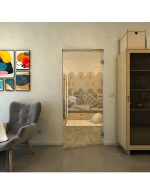 Pendeltür - Fineprint Model 021 Gold auf Klarglas