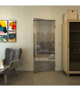 Pendeltür - Fineprint Model 022 Schwarz auf Klarglas