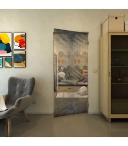 Pendeltür - Fineprint Model 024 Schwarz auf Klarglas