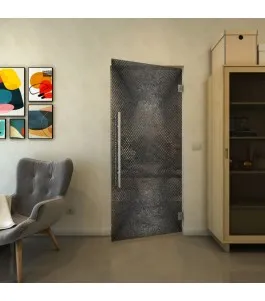 Pendeltür - Fineprint Model 025 Schwarz auf Klarglas