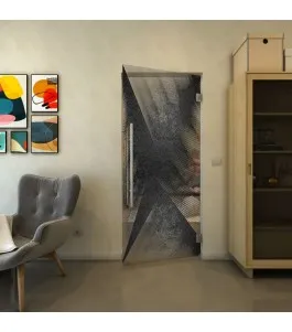 Pendeltür - Fineprint Model 026 Schwarz auf Klarglas