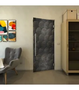 Pendeltür - Fineprint Model 029 Schwarz auf Klarglas