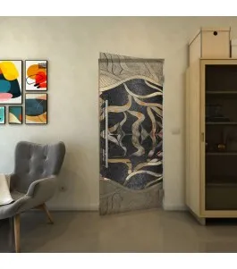 Pendeltür - Fineprint Model 031 Schwarz auf Klarglas