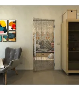 Pendeltür - Fineprint Model 035 Schwarz auf Klarglas