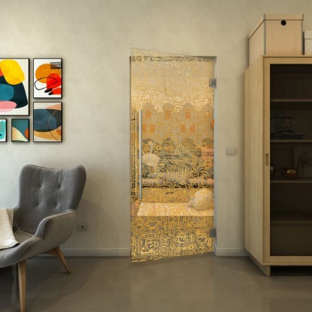 Pendeltür - Fineprint Model 036 Gold auf Klarglas