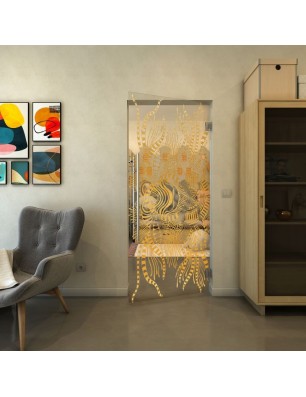 Pendeltür - Fineprint Model 039 Gold auf Klarglas