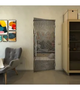 Pendeltür - Fineprint Model 041 Schwarz auf Klarglas