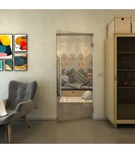 Pendeltür - Fineprint Model 045 Schwarz auf Klarglas