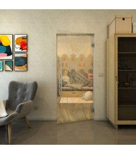 Pendeltür - Fineprint Model 062 Gold auf Klarglas