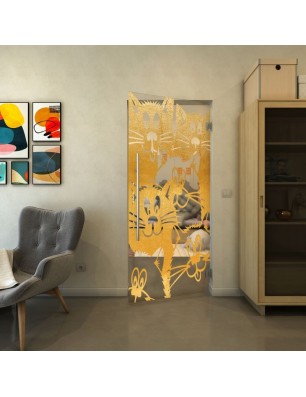 Pendeltür - Fineprint Model 115 Gold auf Klarglas