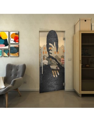 Pendeltür - Fineprint Model 124 Schwarz auf Klarglas