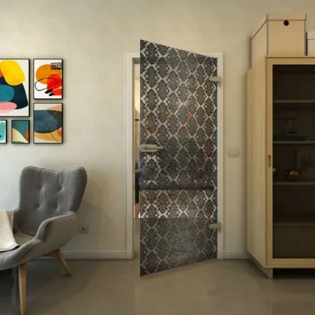 Ganzglastür - Fineprint Model 001 Schwarz auf Klarglas