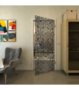 Ganzglastür - Fineprint Model 005 Schwarz auf Klarglas