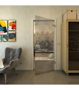 Ganzglastür - Fineprint Model 007 Schwarz auf Klarglas