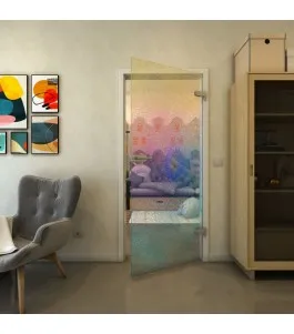 Ganzglastür - Fineprint Model 007 Verlauf auf Klarglas