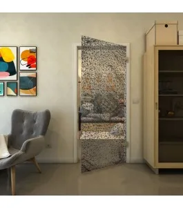 Ganzglastür - Fineprint Model 008 Schwarz auf Klarglas