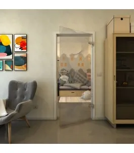 Ganzglastür - Fineprint Model 009 Schwarz auf Klarglas