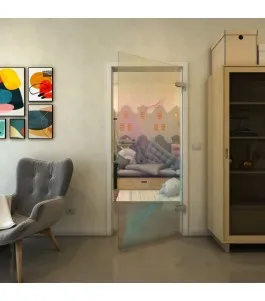 Ganzglastür - Fineprint Model 009 Verlauf auf Klarglas