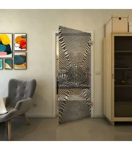 Ganzglastür - Fineprint Model 011 Schwarz auf Klarglas