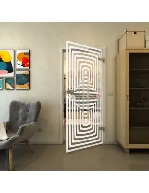 Ganzglastür - Fineprint Model 014 Weiss auf Klarglas