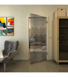 Ganzglastür - Fineprint Model 022 Schwarz auf Klarglas