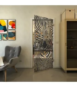 Ganzglastür - Fineprint Model 023 Schwarz auf Klarglas