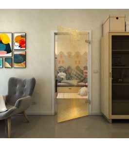 Ganzglastür - Fineprint Model 024 Gold auf Klarglas