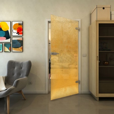 Ganzglastür - Fineprint Model 025 Gold auf Klarglas