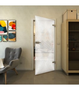 Ganzglastür - Fineprint Model 025 Weiss auf Klarglas