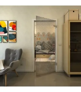 Ganzglastür - Fineprint Model 027 Schwarz auf Klarglas