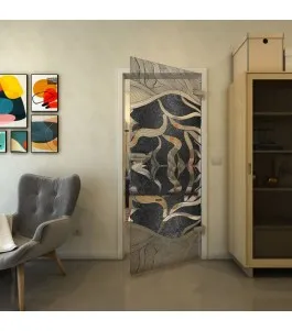 Ganzglastür - Fineprint Model 031 Schwarz auf Klarglas