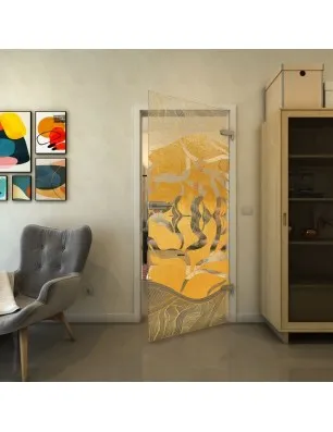 Ganzglastür - Fineprint Model 031 Gold auf Klarglas