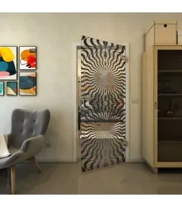 Ganzglastür - Fineprint Model 042 Schwarz auf Klarglas